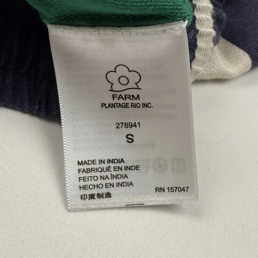 Farm Rio x Anthropologie Green Navy Wide Leg Track Pants Striped Drawstring S - Picture 9 of 16